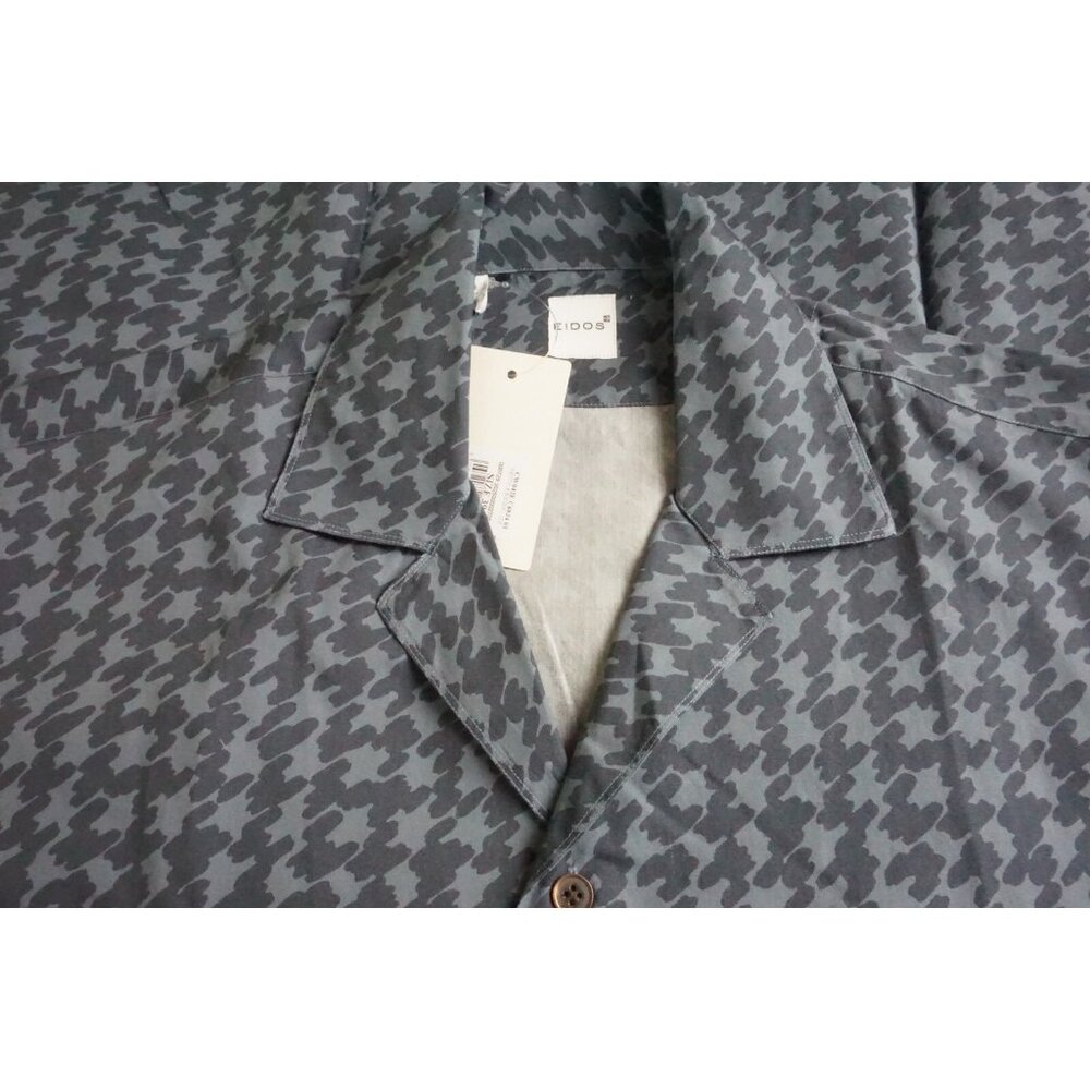 Eidos Petto A Bavero Ita Blue Geometric Long Sleeve Button Up Shirt Sz 15.5 NEW